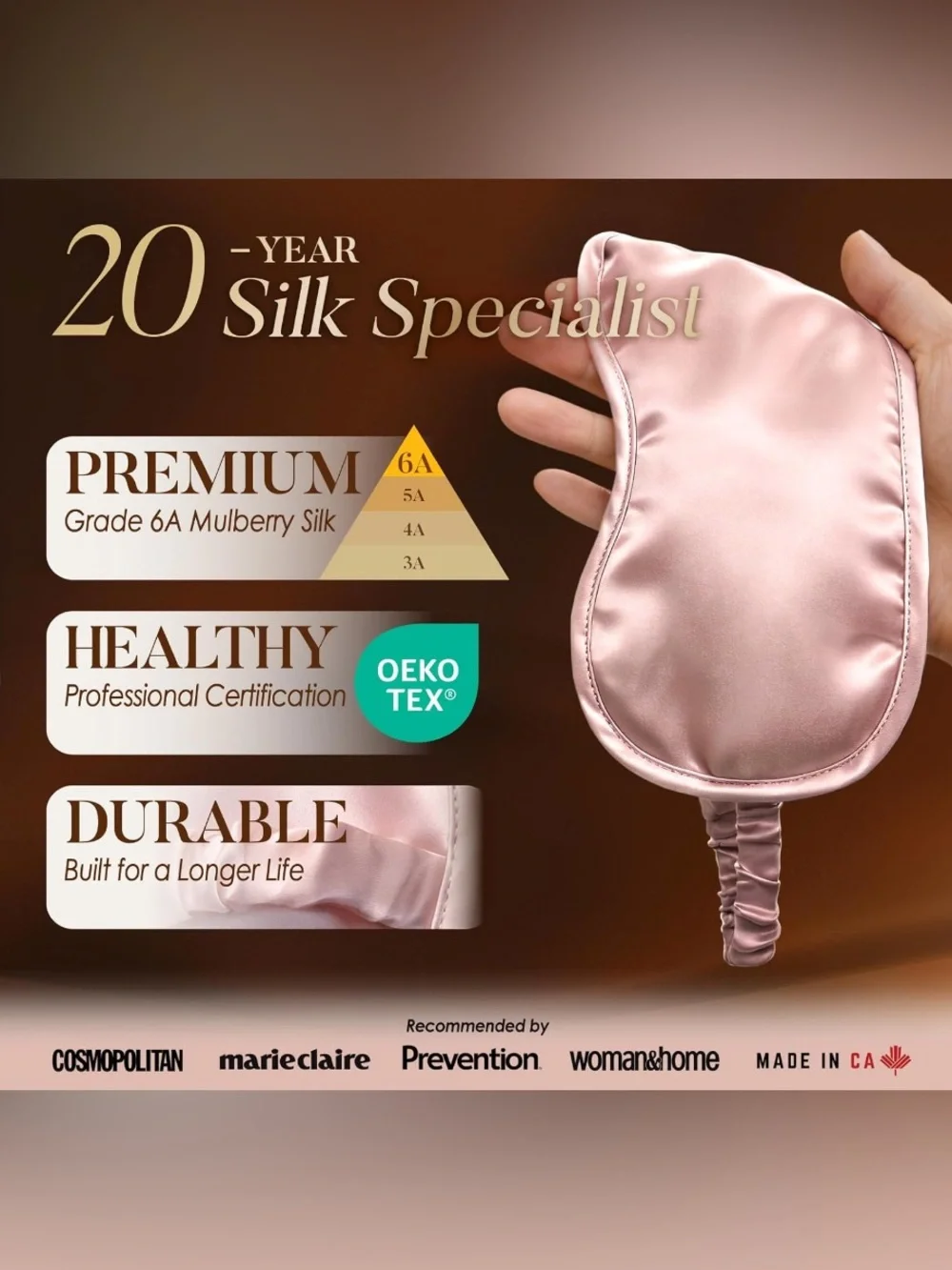 Mulberry Silk Pink Sleep Mask for Women - Luxe Light-Blocking Eye Mask